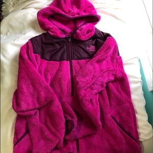 The north face fleece pink jacket